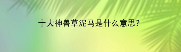 十大神兽草泥马是什么意思?