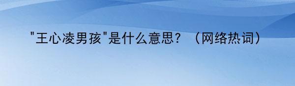 “王心凌男孩”是什么意思？（网络热词）