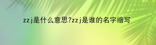 zzj是什么意思?zzj是谁的名字缩写