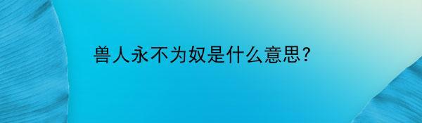 兽人永不为奴是什么意思?