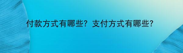 付款方式有哪些？支付方式有哪些？