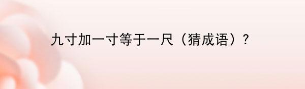 九寸加一寸等于一尺（猜成语）？