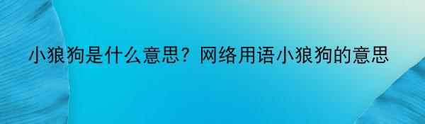 小狼狗是什么意思? 网络用语小狼狗的意思