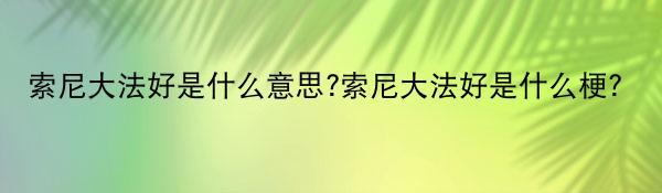 索尼大法好是什么意思?索尼大法好是什么梗?