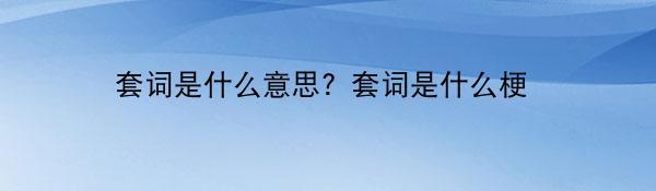 套词是什么意思？套词是什么梗