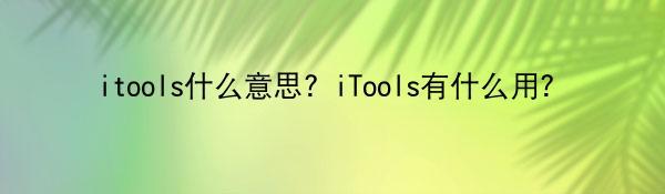 itools什么意思？iTools有什么用？