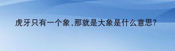 虎牙只有一个象,那就是大象是什么意思?