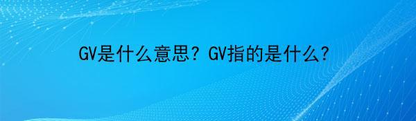 GV是什么意思? GV指的是什么？