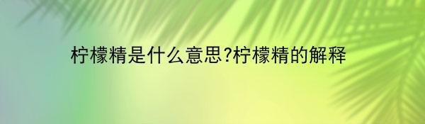 柠檬精是什么意思?柠檬精的解释