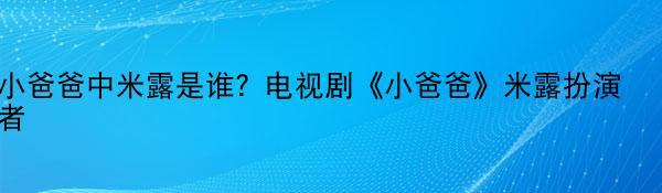 小爸爸中米露是谁？电视剧《小爸爸》米露扮演者