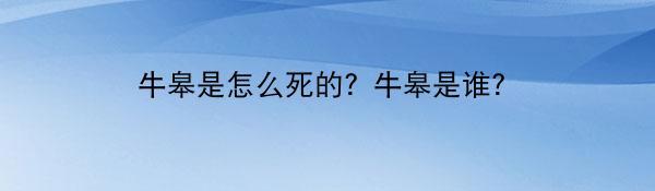 牛皋是怎么死的？牛皋是谁？