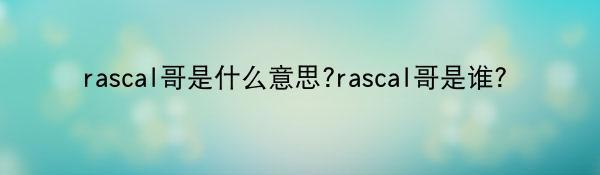 rascal哥是什么意思?rascal哥是谁？