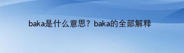 baka是什么意思? baka的全部解释