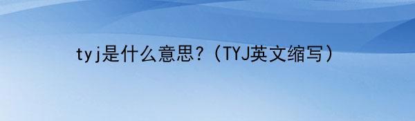 tyj是什么意思?（TYJ英文缩写）