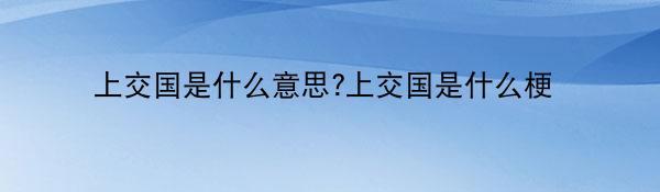 上交国是什么意思?上交国是什么梗