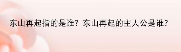 东山再起指的是谁？东山再起的主人公是谁？