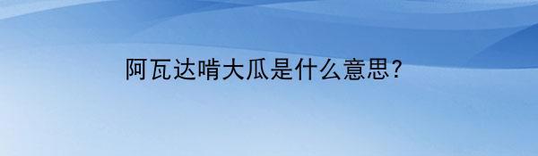 阿瓦达啃大瓜是什么意思?