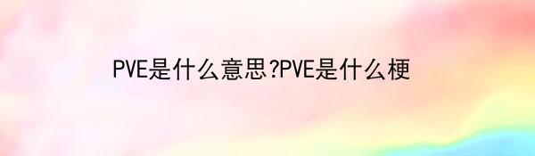 PVE是什么意思?PVE是什么梗