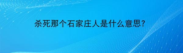 杀死那个石家庄人是什么意思?