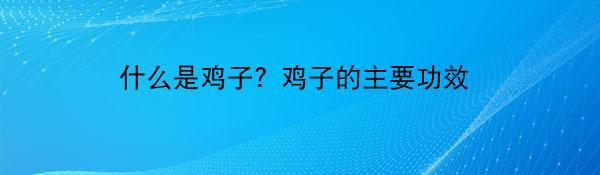 什么是鸡子？鸡子的主要功效