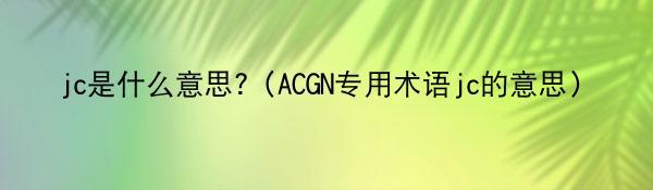 jc是什么意思?（ACGN专用术语jc的意思）