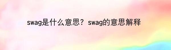 swag是什么意思？swag的意思解释