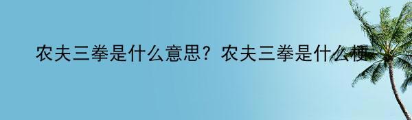 农夫三拳是什么意思？农夫三拳是什么梗