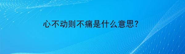 心不动则不痛是什么意思？