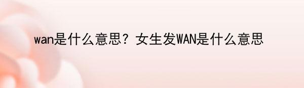 wan是什么意思? 女生发WAN是什么意思