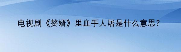 电视剧《赘婿》里血手人屠是什么意思?