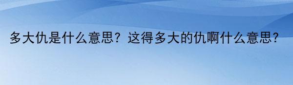 多大仇是什么意思？这得多大的仇啊什么意思？