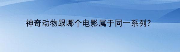 神奇动物跟哪个电影属于同一系列？