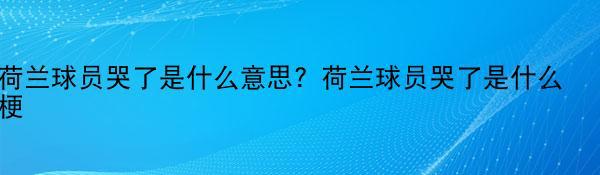 荷兰球员哭了是什么意思？荷兰球员哭了是什么梗