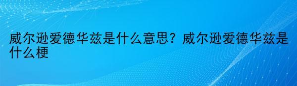 威尔逊爱德华兹是什么意思? 威尔逊爱德华兹是什么梗