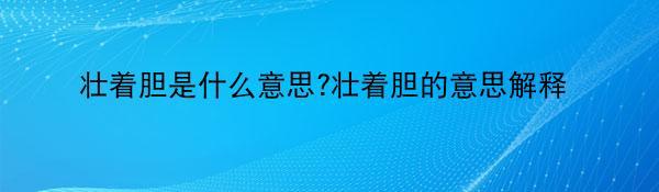 壮着胆是什么意思?壮着胆的意思解释